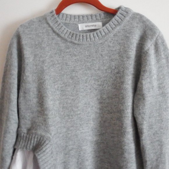 Storets Womens Gray Ruffled Sweater S - Picture 2 of 6